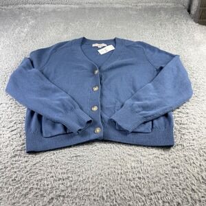 LOFT Womens Blue V-Neck Button Front Cardigan Sweater XL NWT 39025067